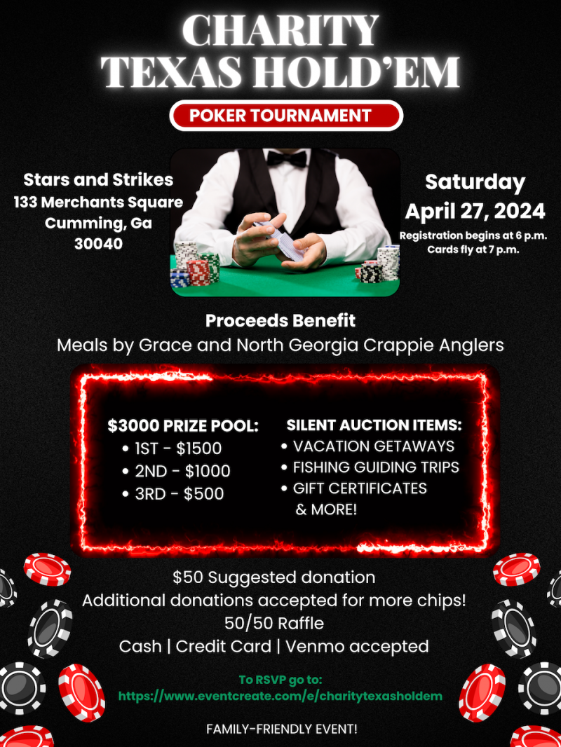 Charity Tournament to Benefit Meals by Grace and North Georgia Crappie Anglers - Stars and Strikes at 5thstreetpoker.com